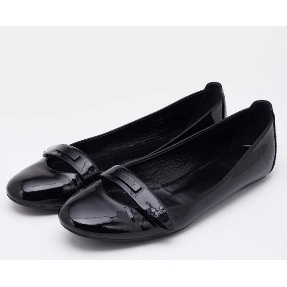 Burberry Black Patent Leather Round Toe Ballet Flat Shoes 38.5/US 8.5 EUC! $400 - Picture 2 of 13